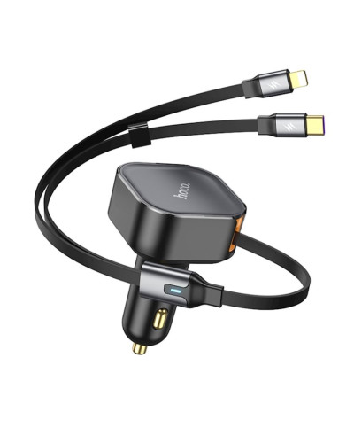 Hoco NZ13 30W Type-C + Lightning Telescopic Cable(Black) Avtomobil enerji toplama cihazı