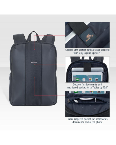 RIVACASE 8125 Black Noutbuk çantası, 14"