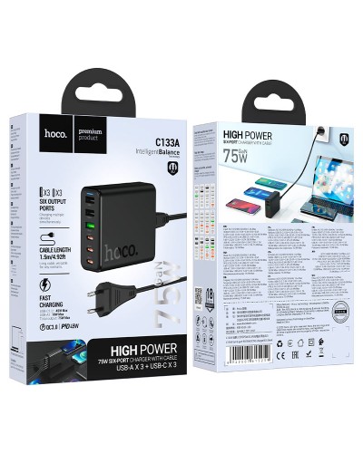 Hoco C133A 75W PD45W + QC3.0 EU Enerji toplama cihazı