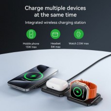 Hoco CQ4 3in1 Folding Magnetic Wireless Fast Charger 15 W, Qara Simsiz enerji toplama cihazı