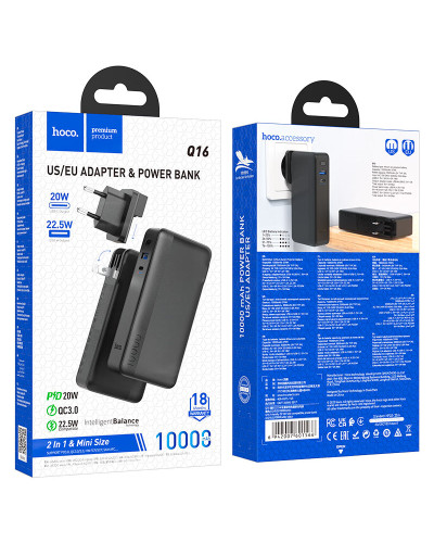 Hoco Q16 PD20W Friendly 10000 mAh Black Xarici akkumlyator