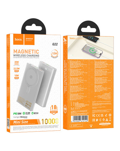 Hoco Q22 Taurus 22.5W 10000 mAh Grey Xarici akkumulyator