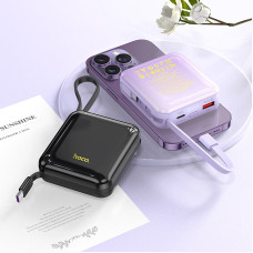 Hoco Q23 Mini Type-C & Lightning Cable Built 10000 mAh Black Xarici akkumulyator