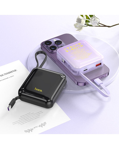 Hoco Q23 Mini Type-C & Lightning Cable Built 10000 mAh Black Xarici akkumulyator
