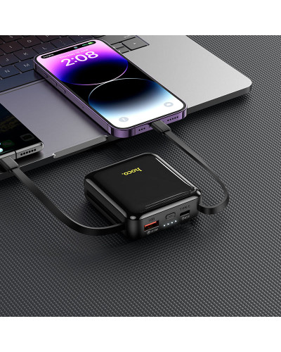 Hoco Q23 Mini Type-C & Lightning Cable Built 10000 mAh Black Xarici akkumulyator