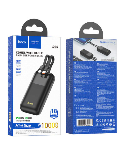 Hoco Q25 Graceful 10000mAh Black Xarici akkumulyator