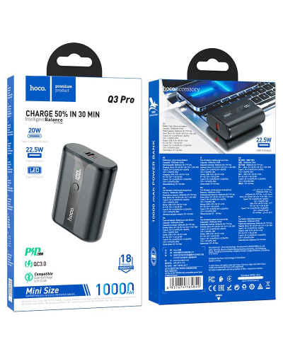 Hoco Q3 Pro 22.5W+PD20W 10000 mAh Black Xarici akkumulyator